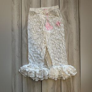 Sugar Thrillz Daring Love Lace Capri Pant White XS NWT